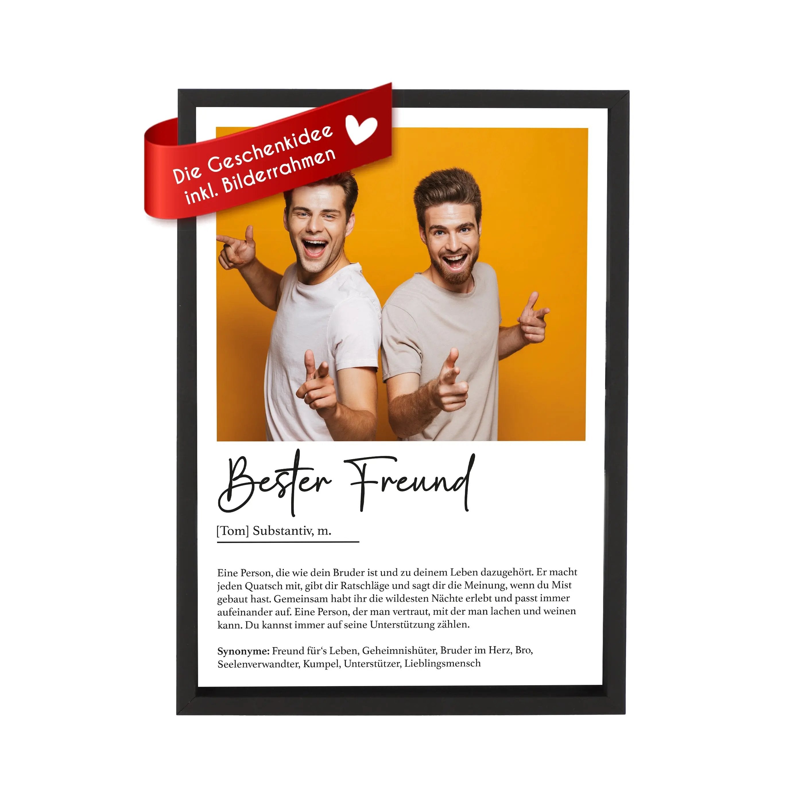 Wackadoo Poster Bester Freund mit Foto und Namen Personalisiertes Geschenk inklusive Bilderrahmen aus Holz Geschenkideen