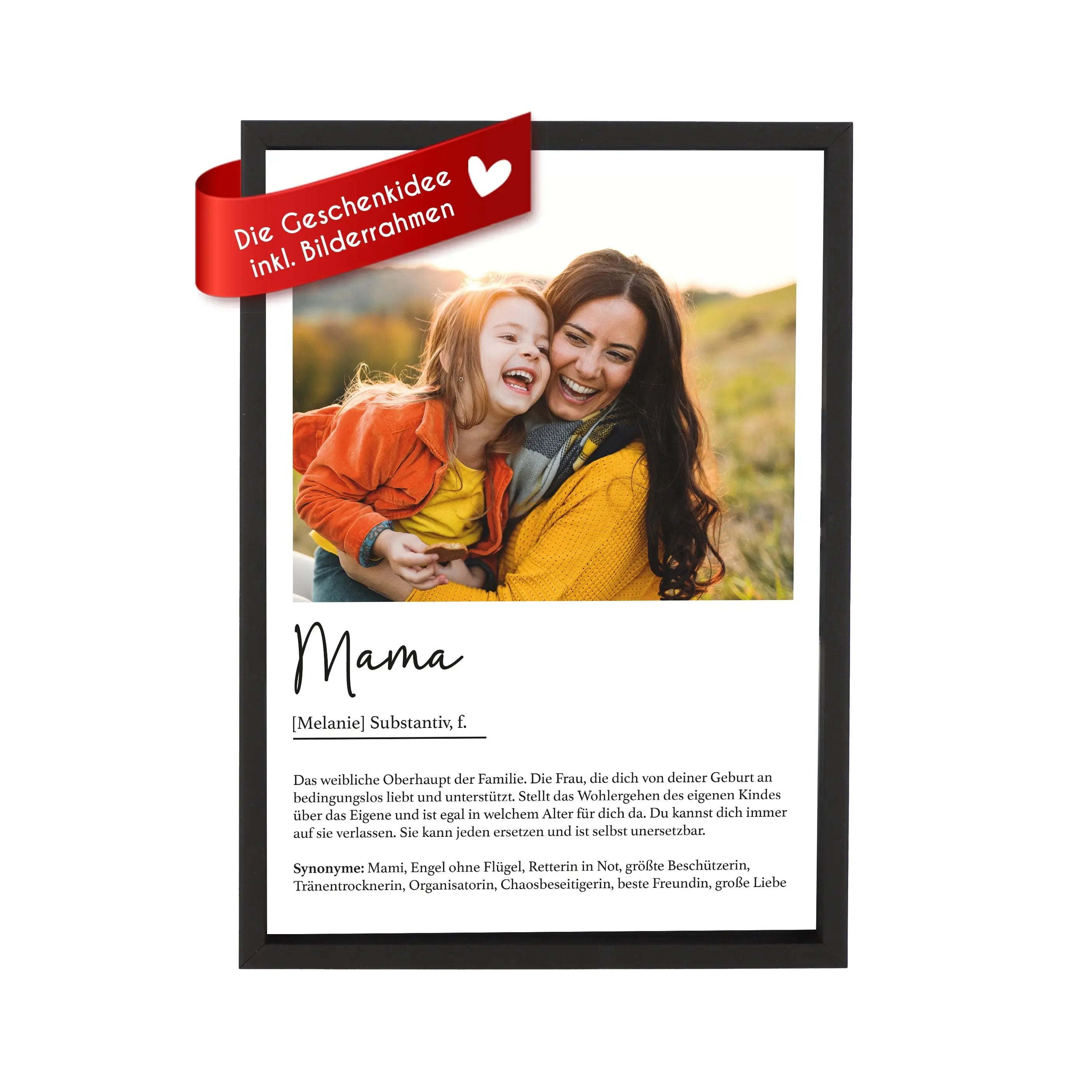 Wackadoo Poster Mama mit Foto und Namen Personalisiertes Geschenk Muttertag inklusive Bilderrahmen aus Holz Geschenkideen