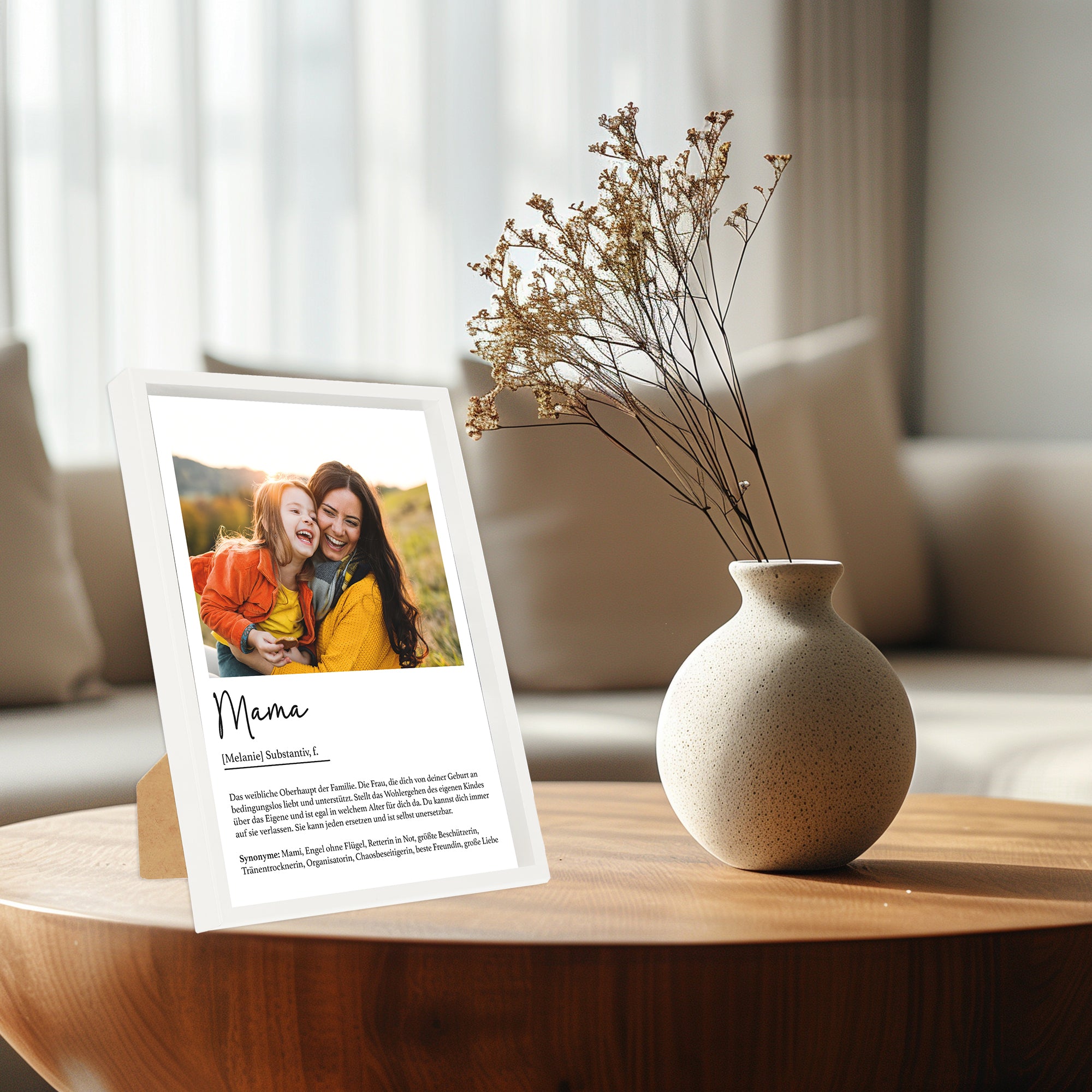 Wackadoo Poster Mama mit Foto und Namen Personalisiertes Geschenk Muttertag inklusive Bilderrahmen aus Holz