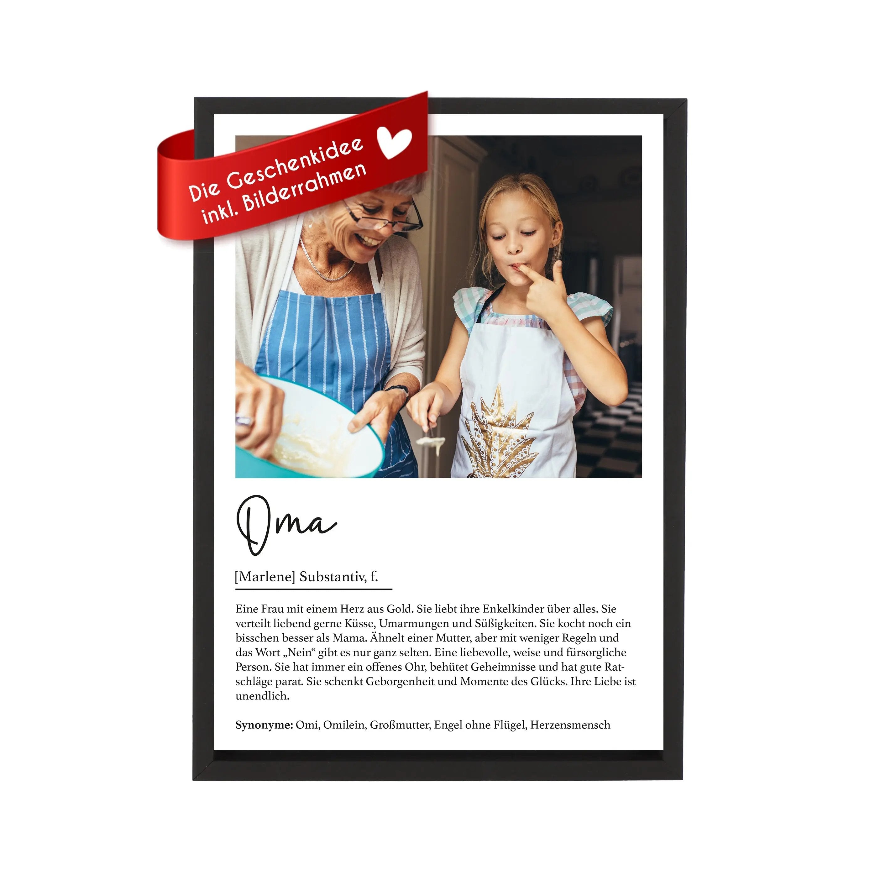 Wackadoo Poster Oma mit Foto und Namen Personalisiertes Geschenk inklusive Bilderrahmen aus Holz Geschenkideen