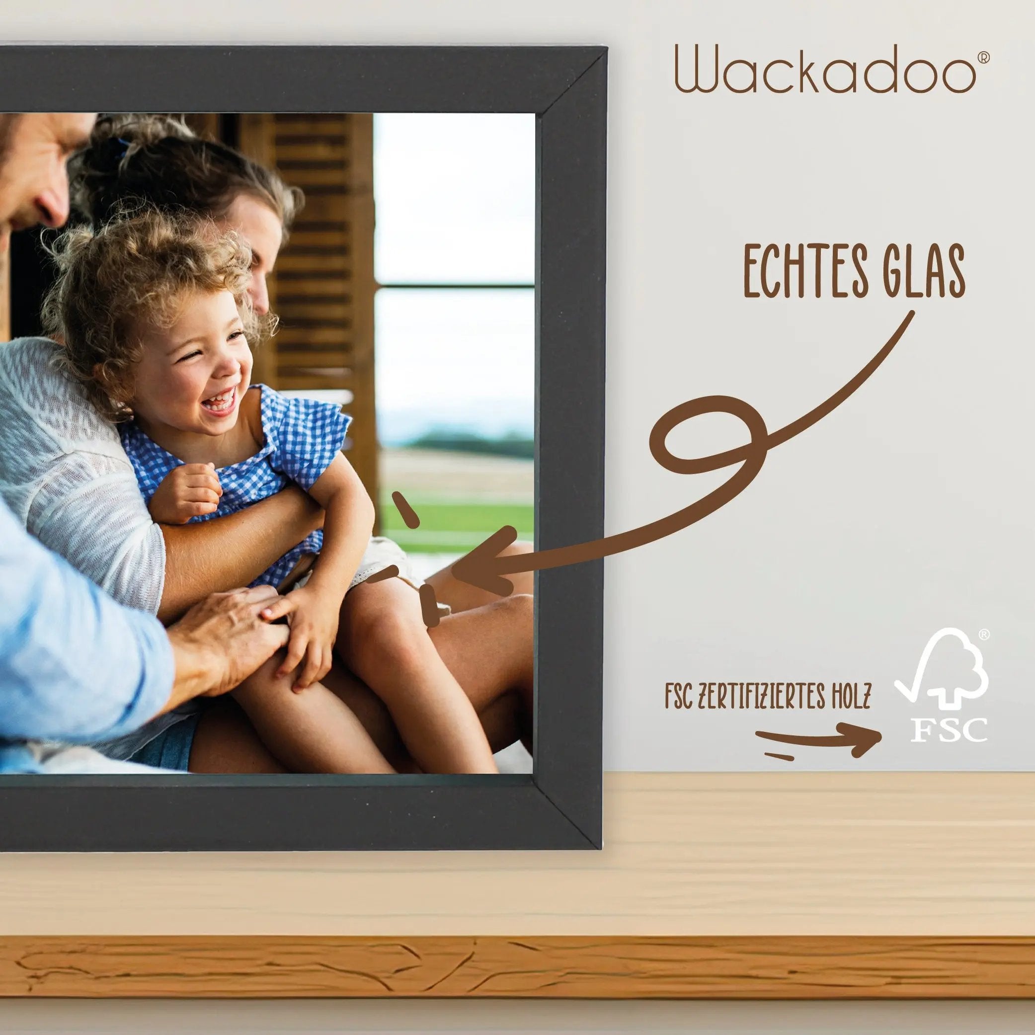 Bilderrahmen quadratisch aus HOLZ mit Deinem eigenen Foto - einfach & schnell hochladen Picturedoo