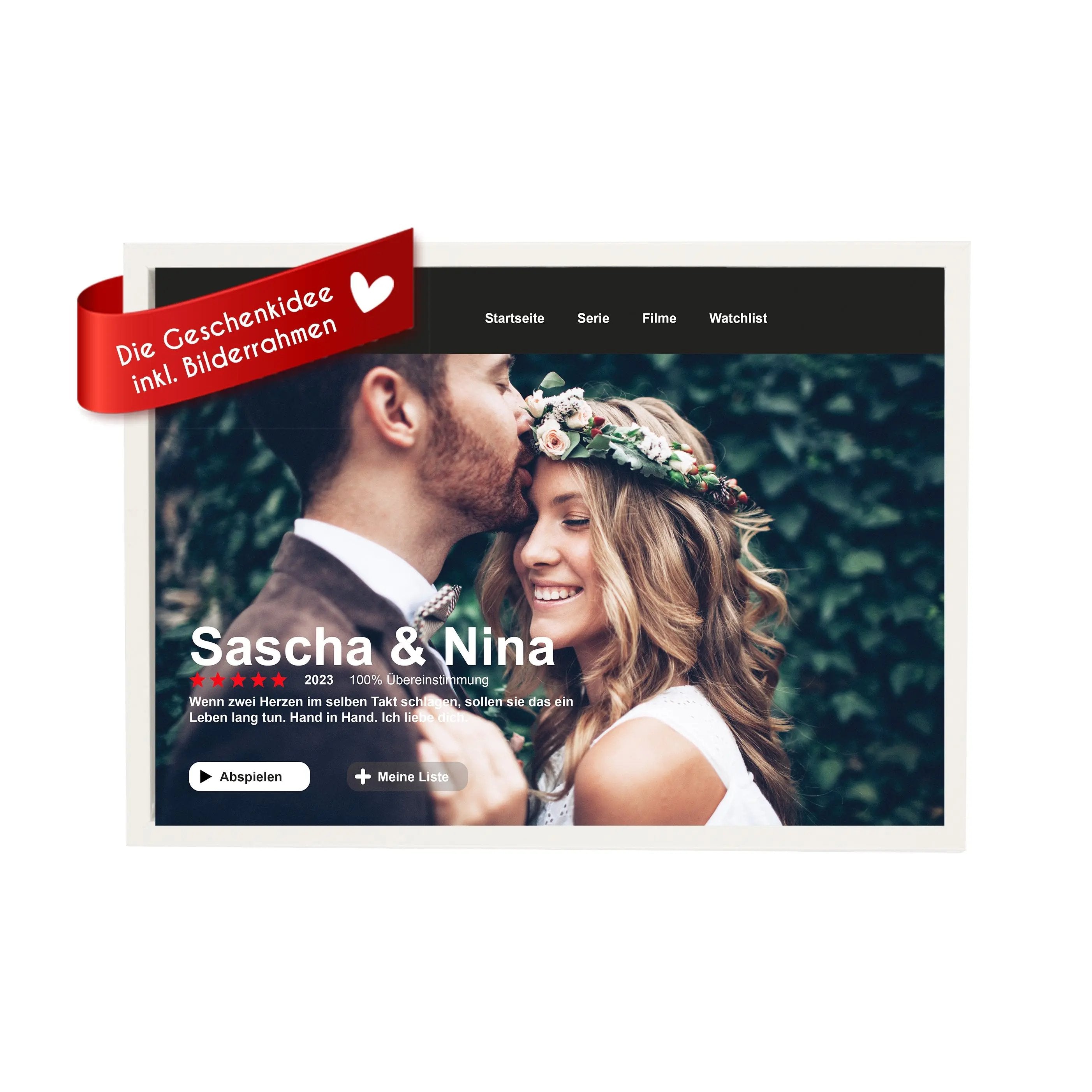 Wackadoo Poster Filmtitel mit Foto und individuellem Text Personalisiertes Geschenk inklusive Bilderrahmen aus Holz Geschenkideen