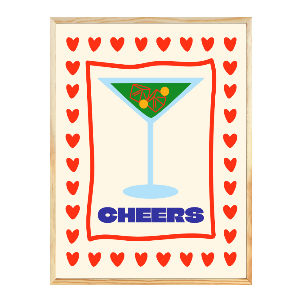 Poster mit Bilderrahmen Cheers - verschiedene Formate