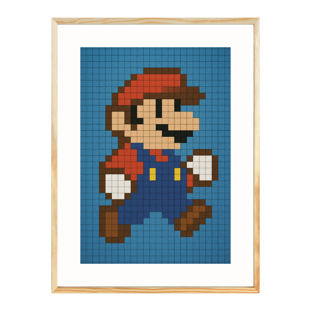 Poster mit Bilderrahmen Super Mario Pixel - inklusive Bilderrahmen