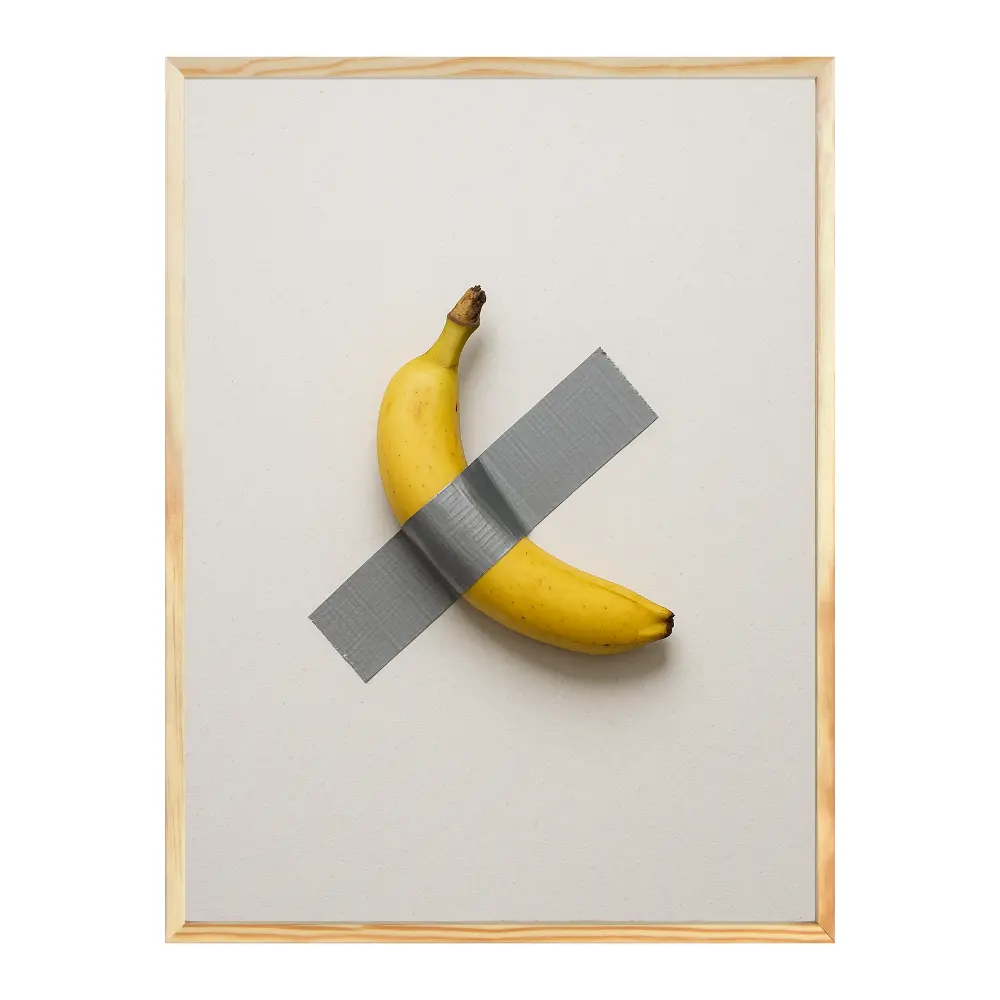 Poster mit Bilderrahmen Banane mit Klebeband - verschiedene Formate Interior Design