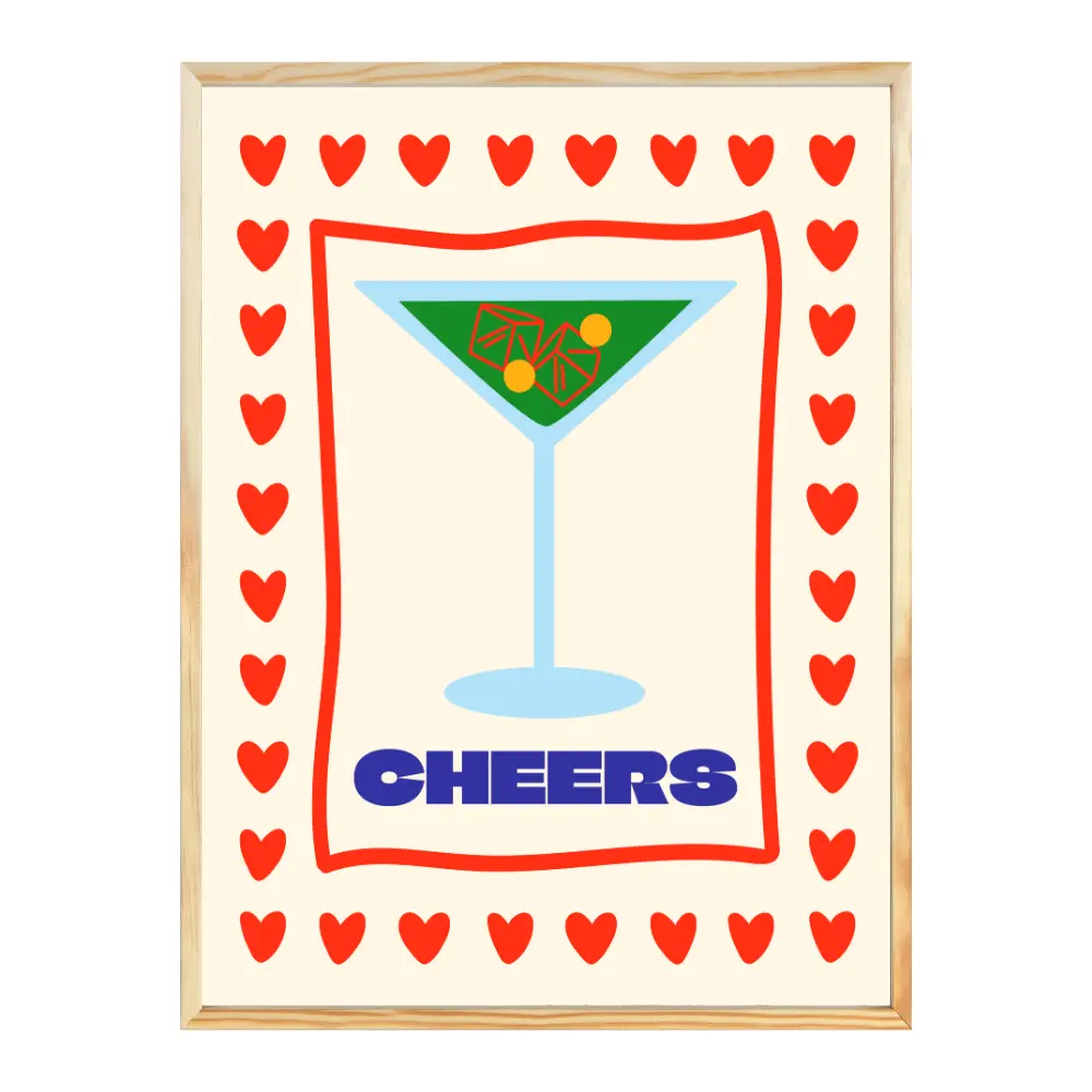 Poster mit Bilderrahmen Cheers - verschiedene Formate Interior Design