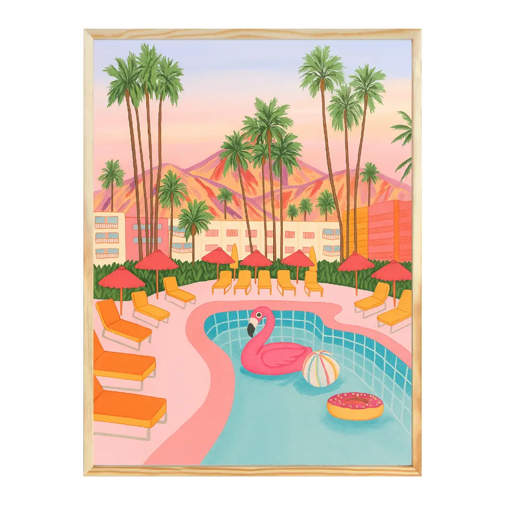 Poster mit Bilderrahmen California Pool - inklusive Bilderrahmen Interior Design