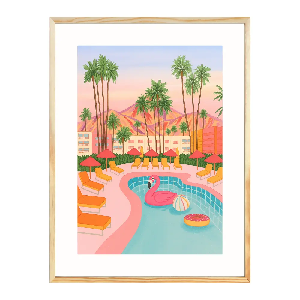 Poster mit Bilderrahmen California Pool - inklusive Bilderrahmen Interior Design