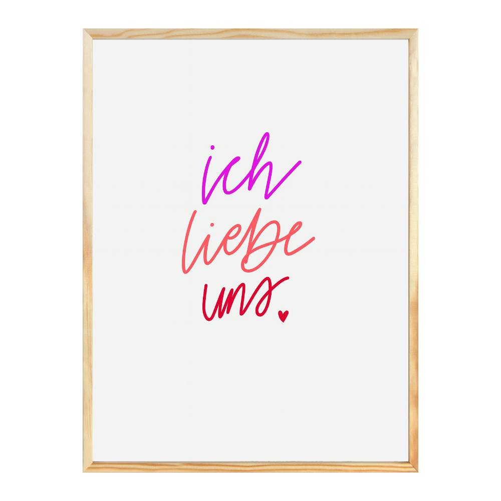 Poster mit Bilderrahmen ich liebe uns - verschiedene Formate