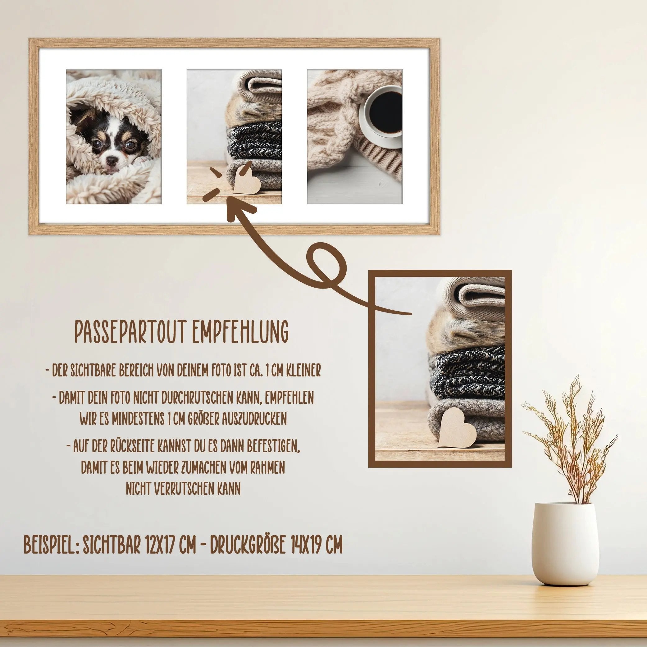 Bilderrahmen Collage aus MDF Holz für 3 Bilder, Bildformat 13 x 18 cm, FSC-zertifiziert Wackadoo Living