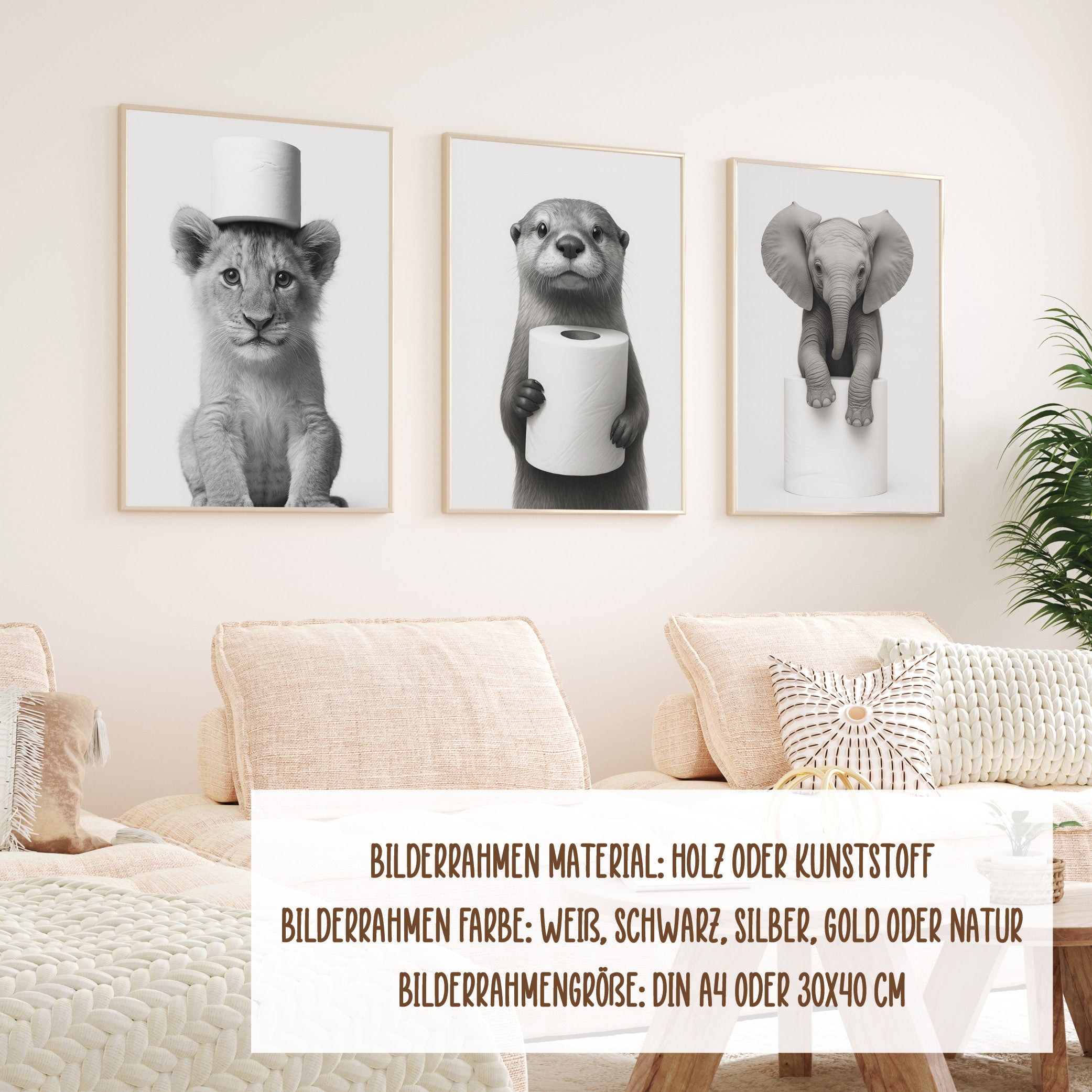 Wackadoo Poster Set Baby Klotiere 3er Set inklusive Bilderrahmen