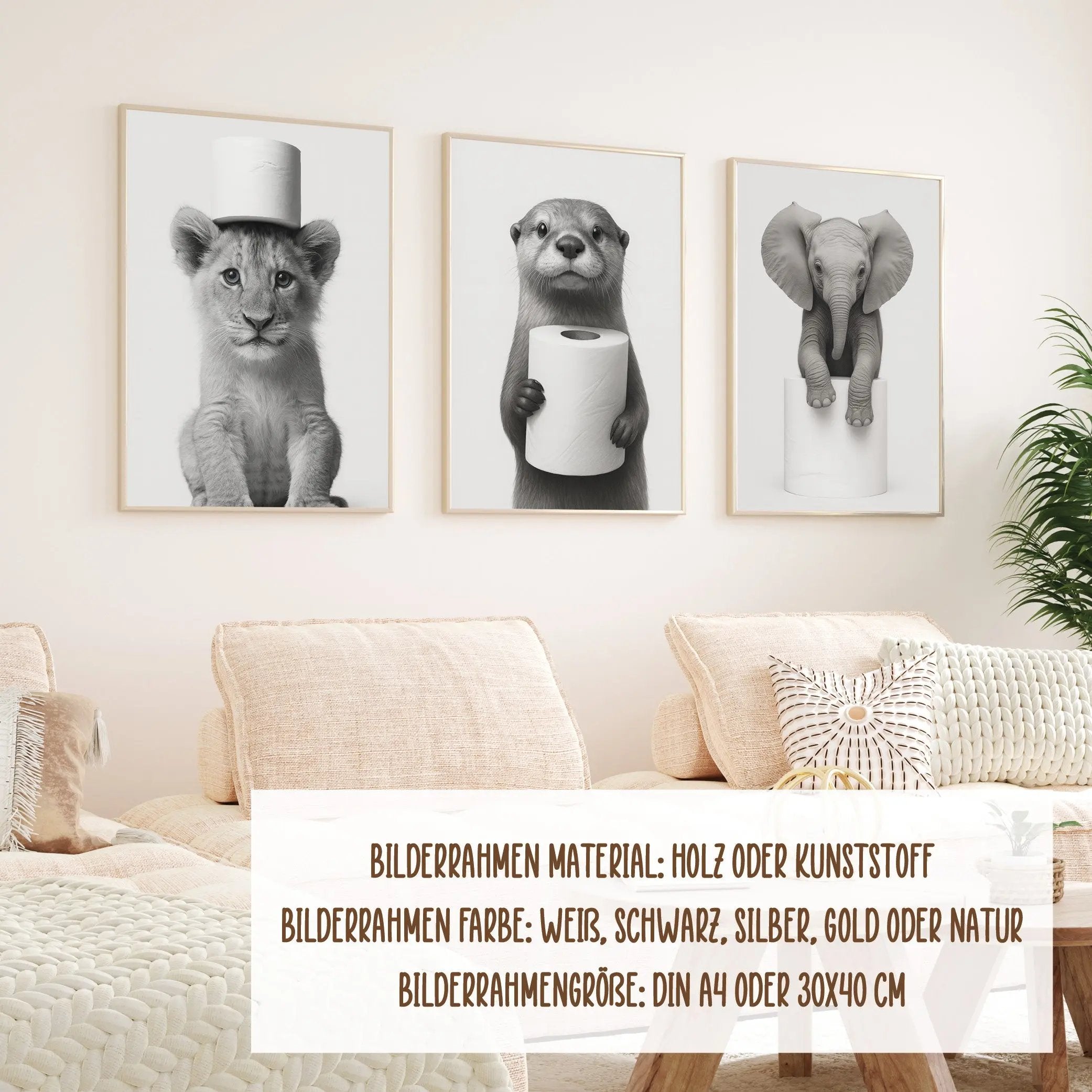 Wackadoo Poster Set Baby Klotiere 3er Set inklusive Bilderrahmen Bilderrahmen Set