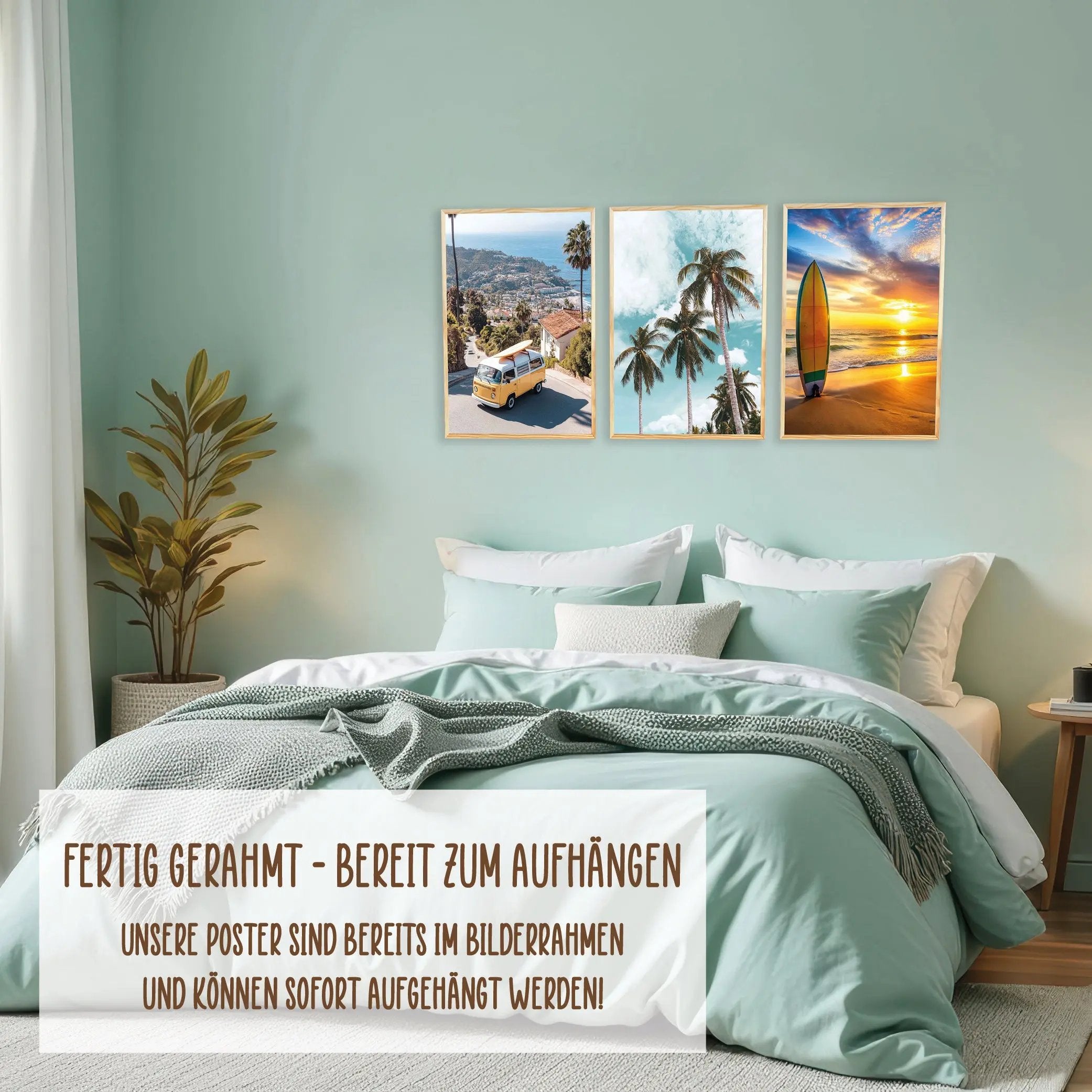 Wackadoo Poster Set "Palmen" 3er Set inklusive Bilderrahmen Bilderrahmen Set