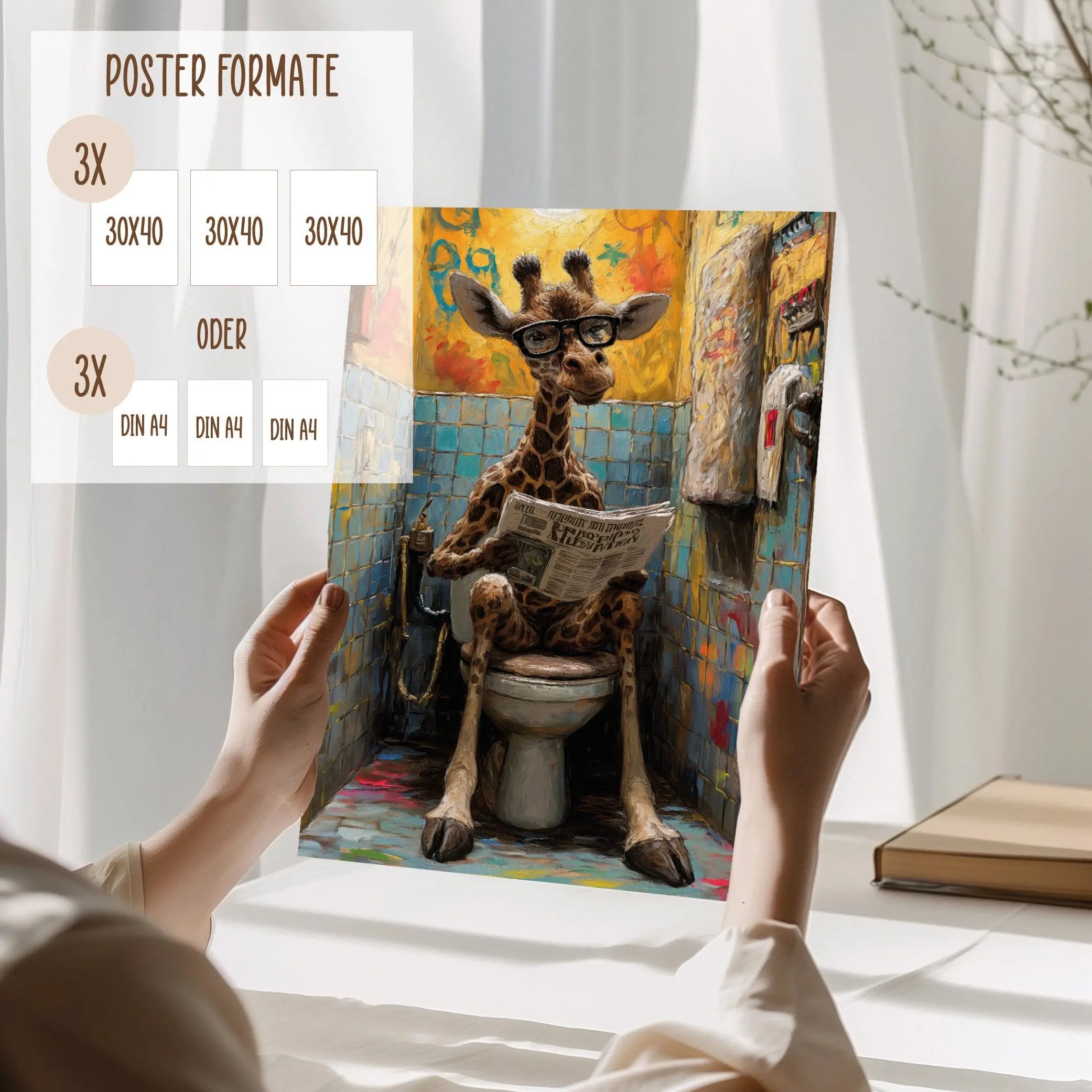 Wackadoo Poster Set "WC Tiere" 3er Set inklusive Bilderrahmen Bilderrahmen Set