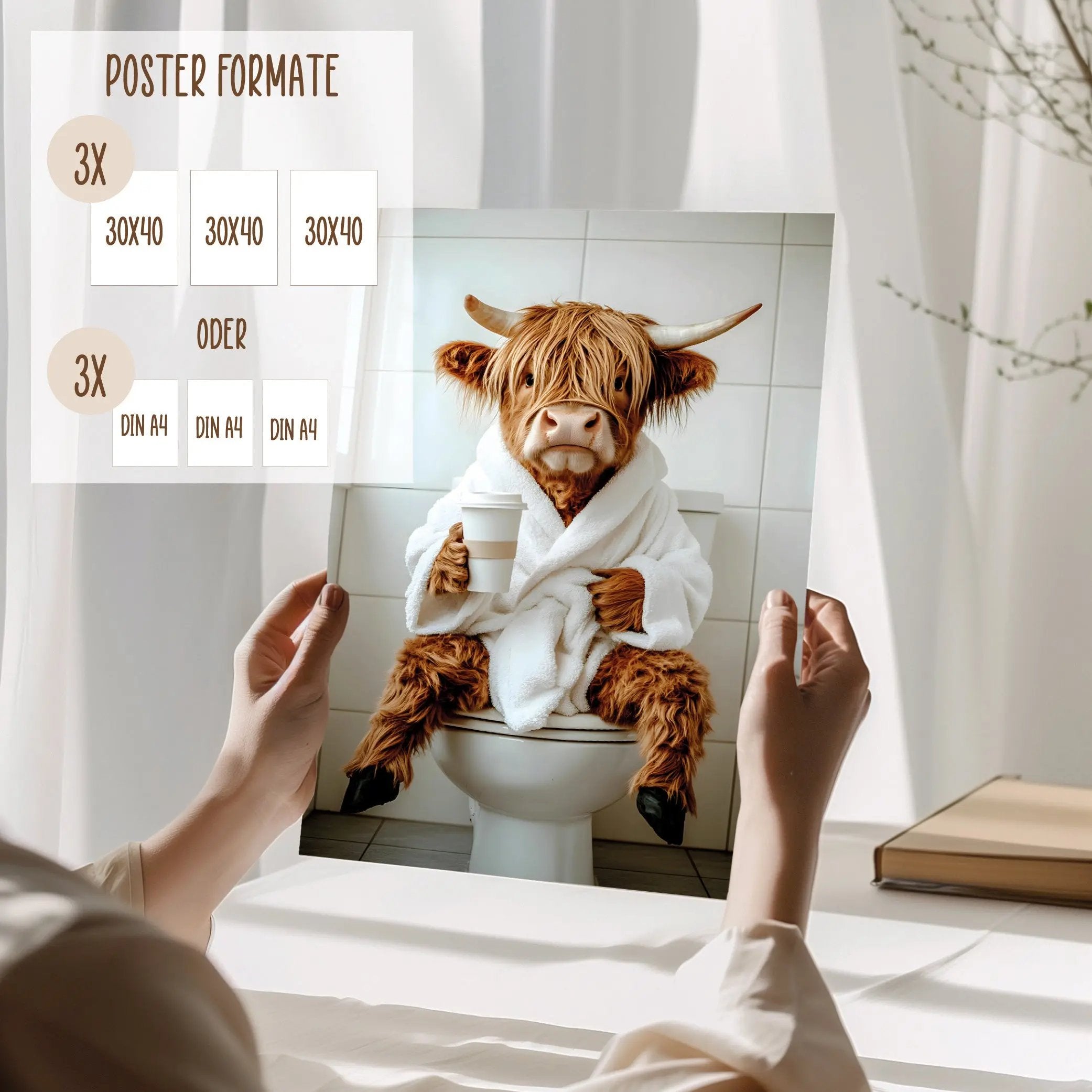 Wackadoo Poster Set "Shower Kuh" 3er Set inklusive Bilderrahmen Bilderrahmen Set