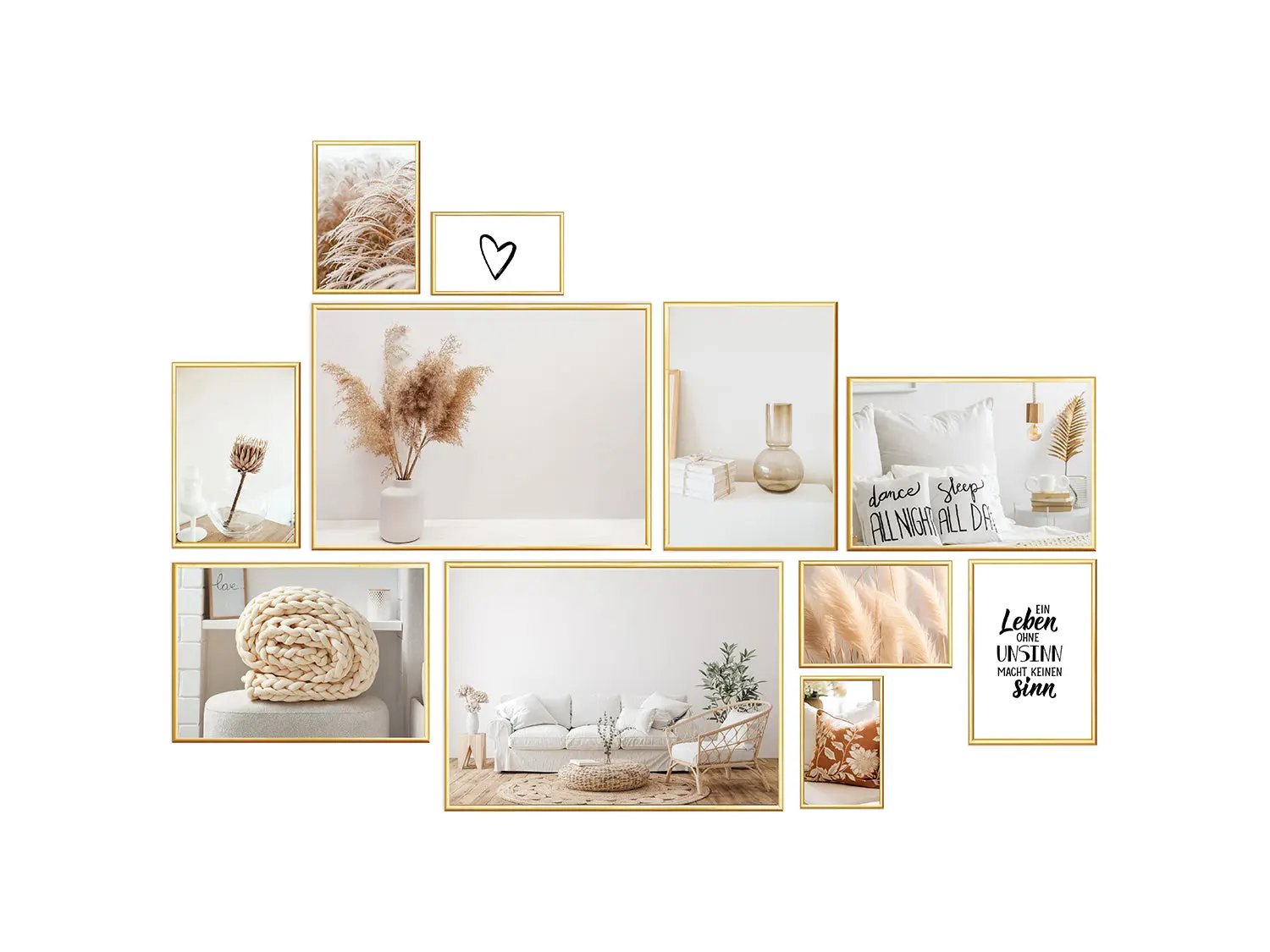 Bilderrahmen Set 11 teilig mit Glasscheiben zum Gestalten von Fotowänden Bundle