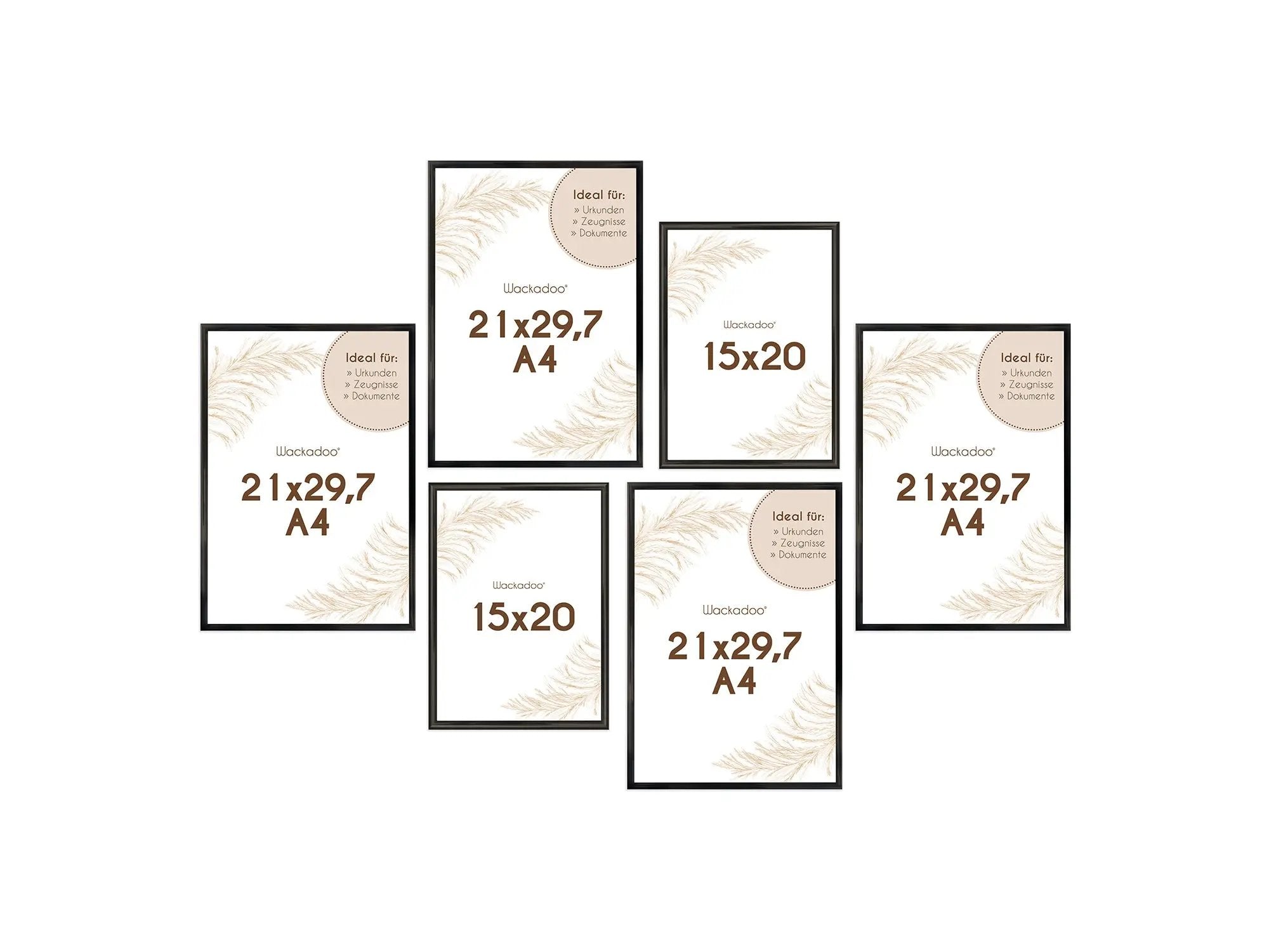 Bilderrahmen Set 6 teilig (21x30 cm & 15x20 cm) mit Glasscheiben zum Gestalten von Fotowänden Bilderrahmen Set