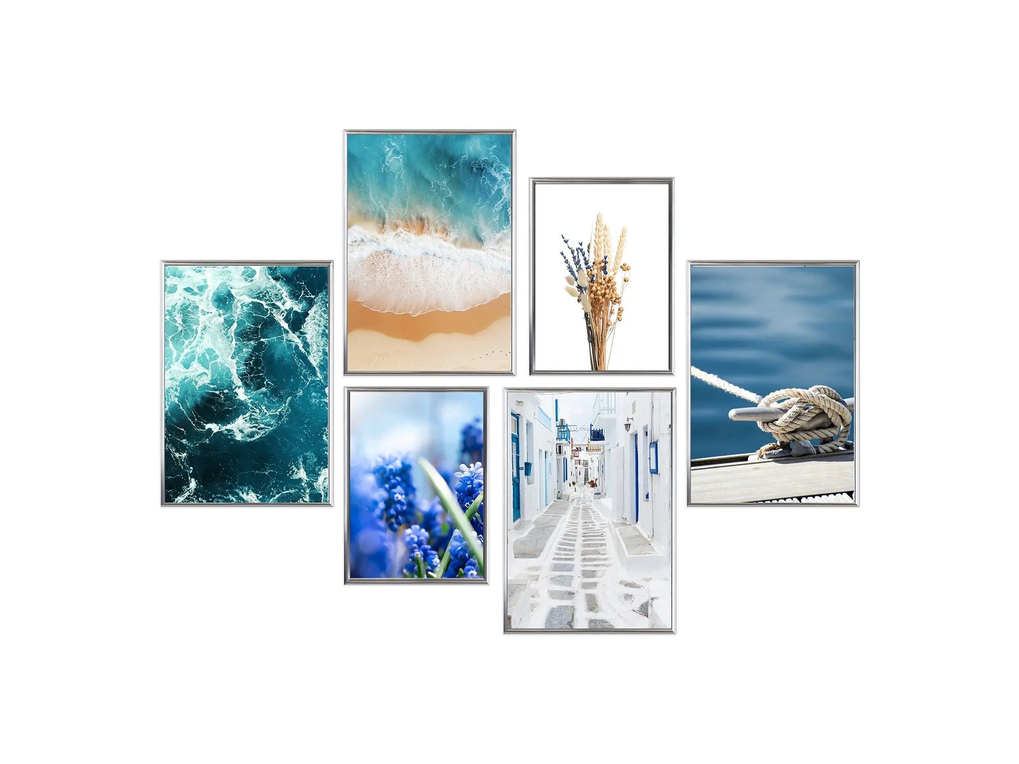Bilderrahmen Set 6 teilig (21x30 cm & 15x20 cm) mit Glasscheiben zum Gestalten von Fotowänden Bilderrahmen Set