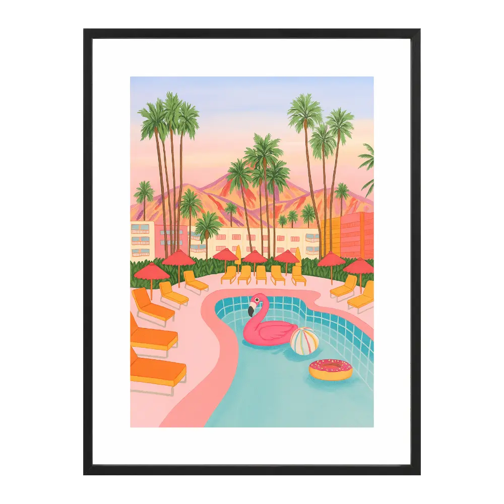 Poster mit Bilderrahmen California Pool - inklusive Bilderrahmen Interior Design