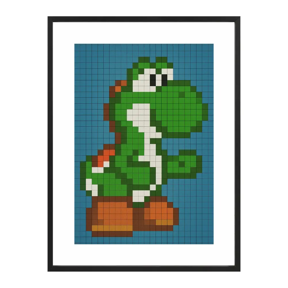 Poster mit Bilderrahmen Yoshi Pixel - verschiedene Formate Interior Design