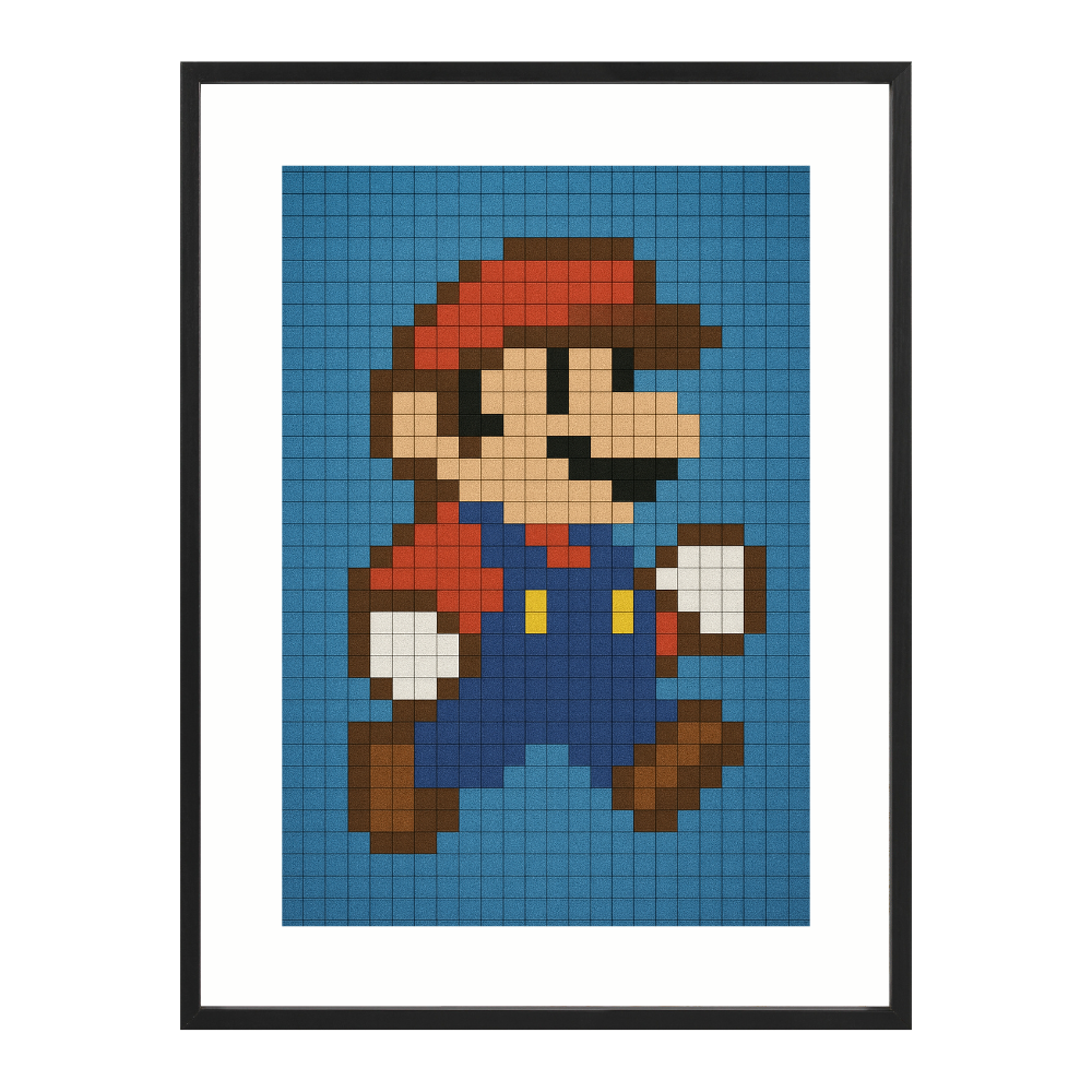 Poster mit Bilderrahmen Super Mario Pixel - inklusive Bilderrahmen