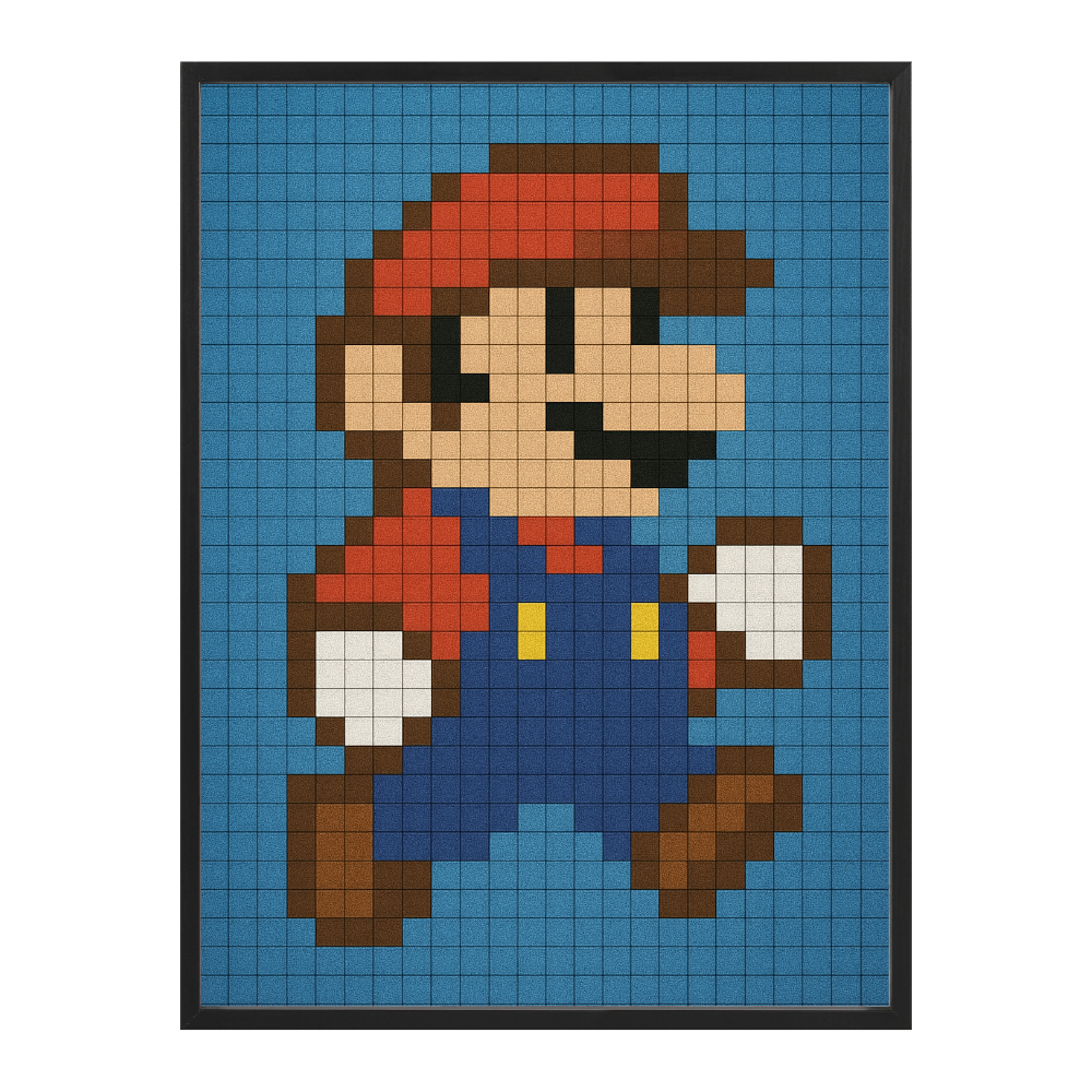 Poster mit Bilderrahmen Super Mario Pixel - inklusive Bilderrahmen