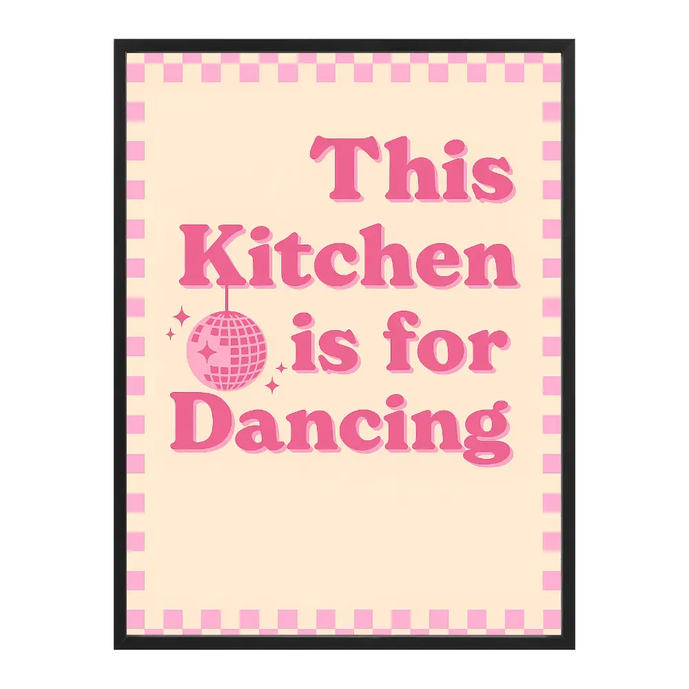 Poster mit Bilderrahmen Dancing Kitchen - inklusive Bilderrahmen Interior Design