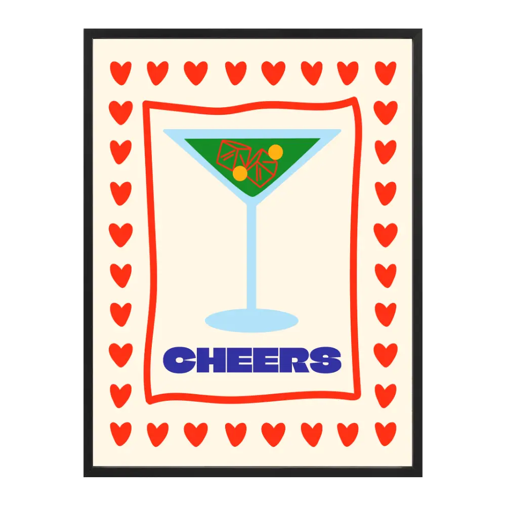 Poster mit Bilderrahmen Cheers - verschiedene Formate Interior Design