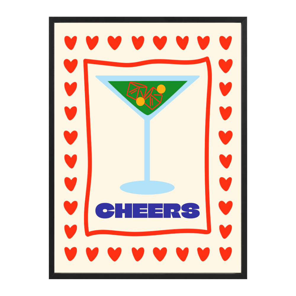 Poster mit Bilderrahmen Cheers - verschiedene Formate