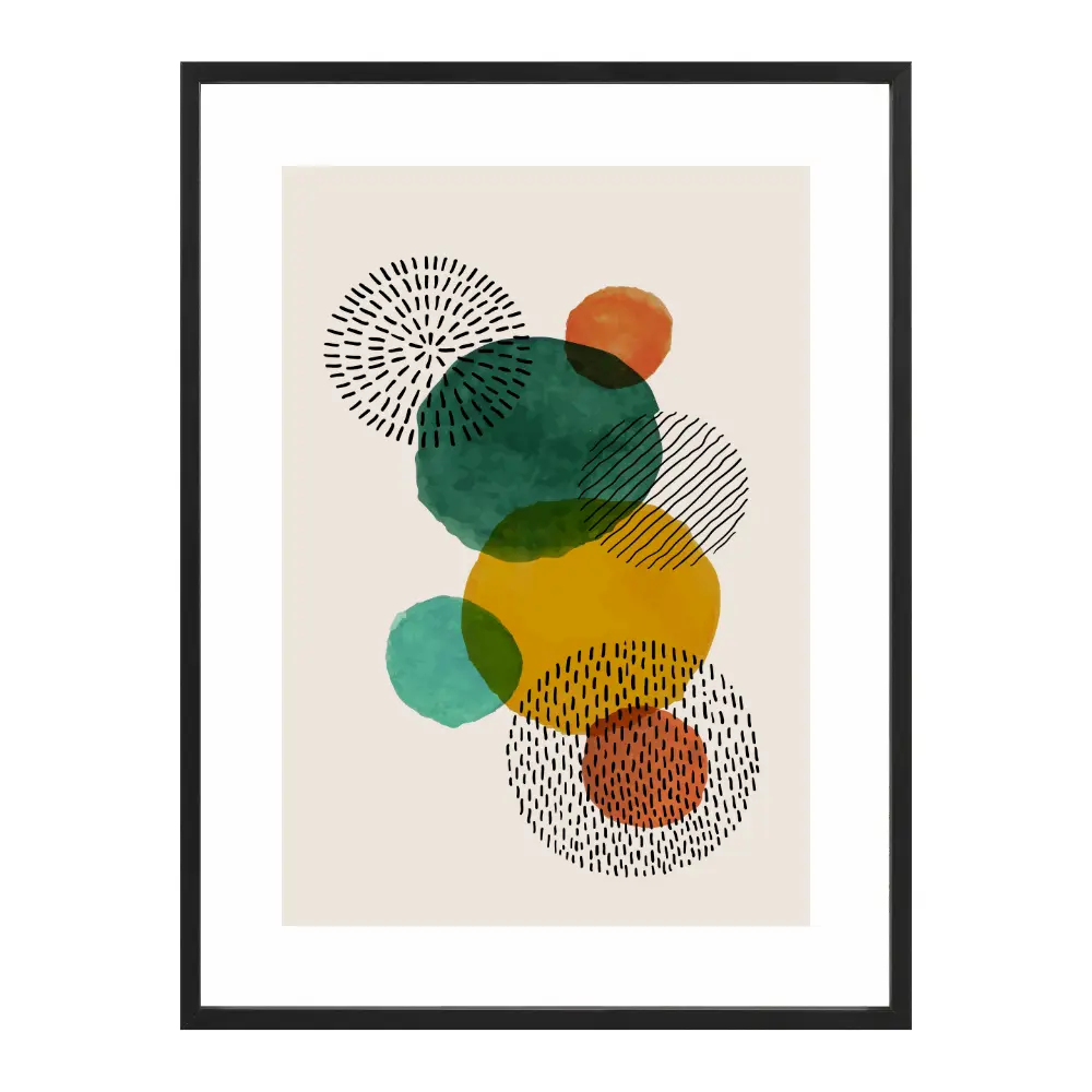 Poster mit Bilderrahmen Kreise - inklusive Bilderrahmen Interior Design