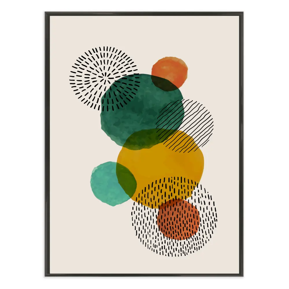 Poster mit Bilderrahmen Kreise - inklusive Bilderrahmen Interior Design