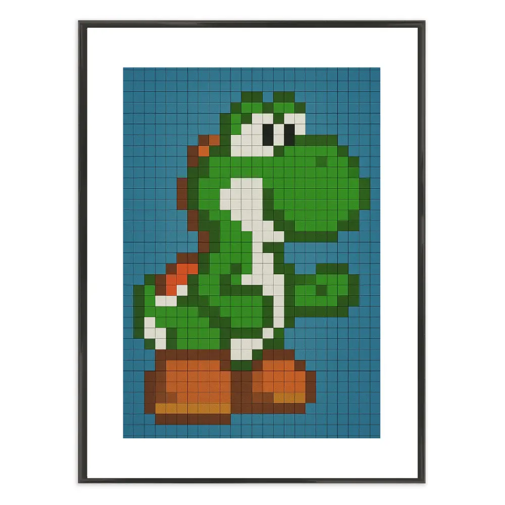 Poster mit Bilderrahmen Yoshi Pixel - verschiedene Formate Interior Design