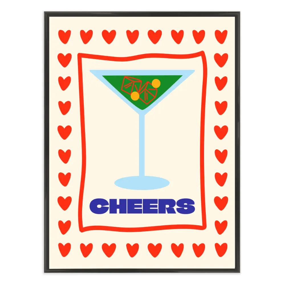 Poster mit Bilderrahmen Cheers - verschiedene Formate Interior Design