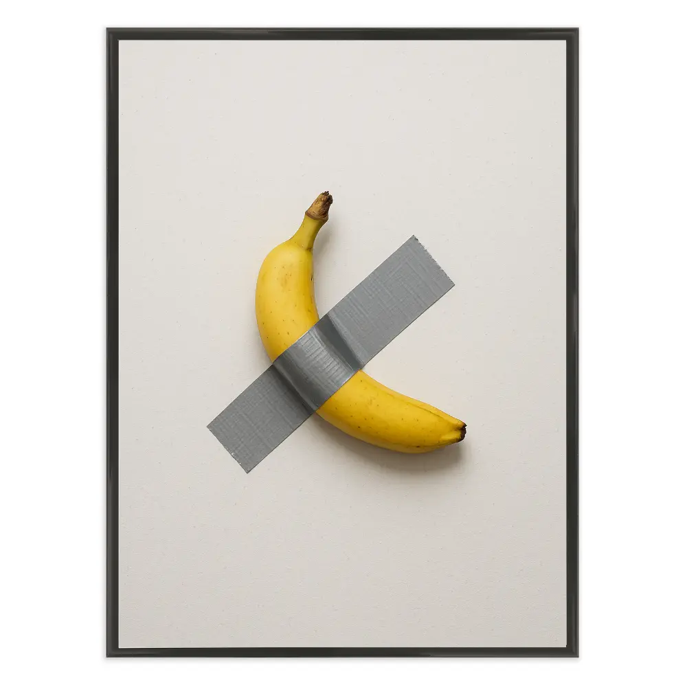 Poster mit Bilderrahmen Banane mit Klebeband - verschiedene Formate Interior Design