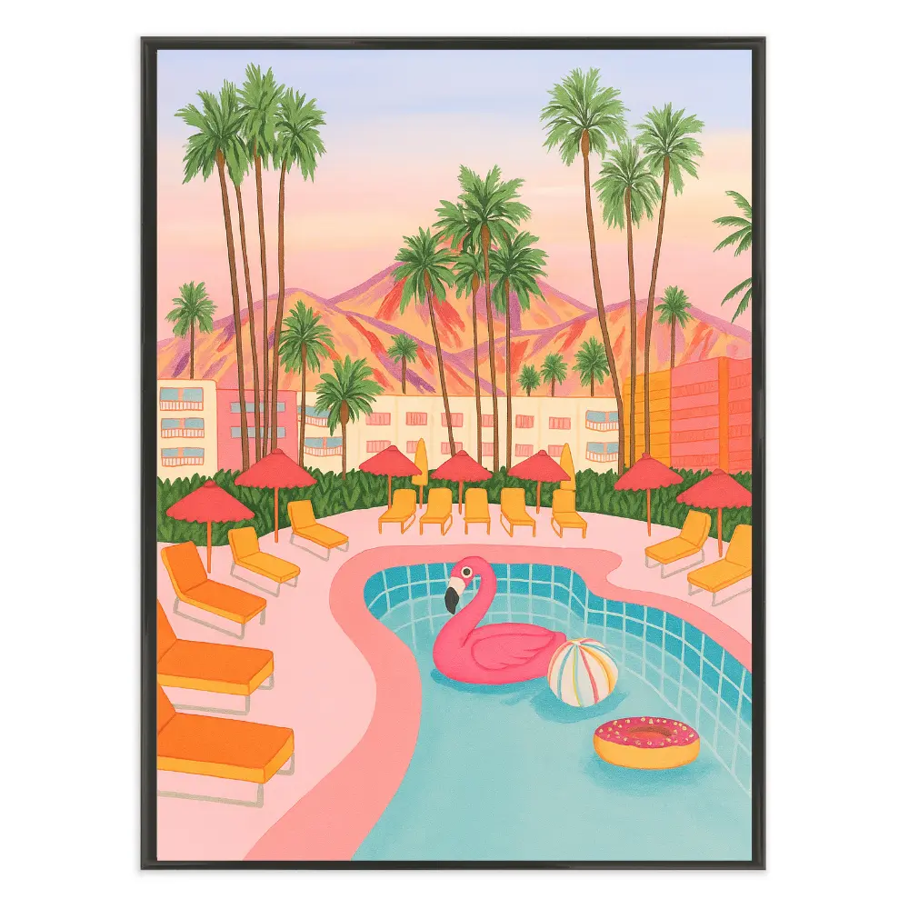 Poster mit Bilderrahmen California Pool - inklusive Bilderrahmen Interior Design