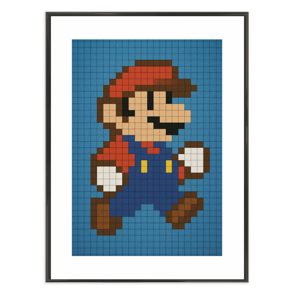 Poster mit Bilderrahmen Super Mario Pixel - inklusive Bilderrahmen