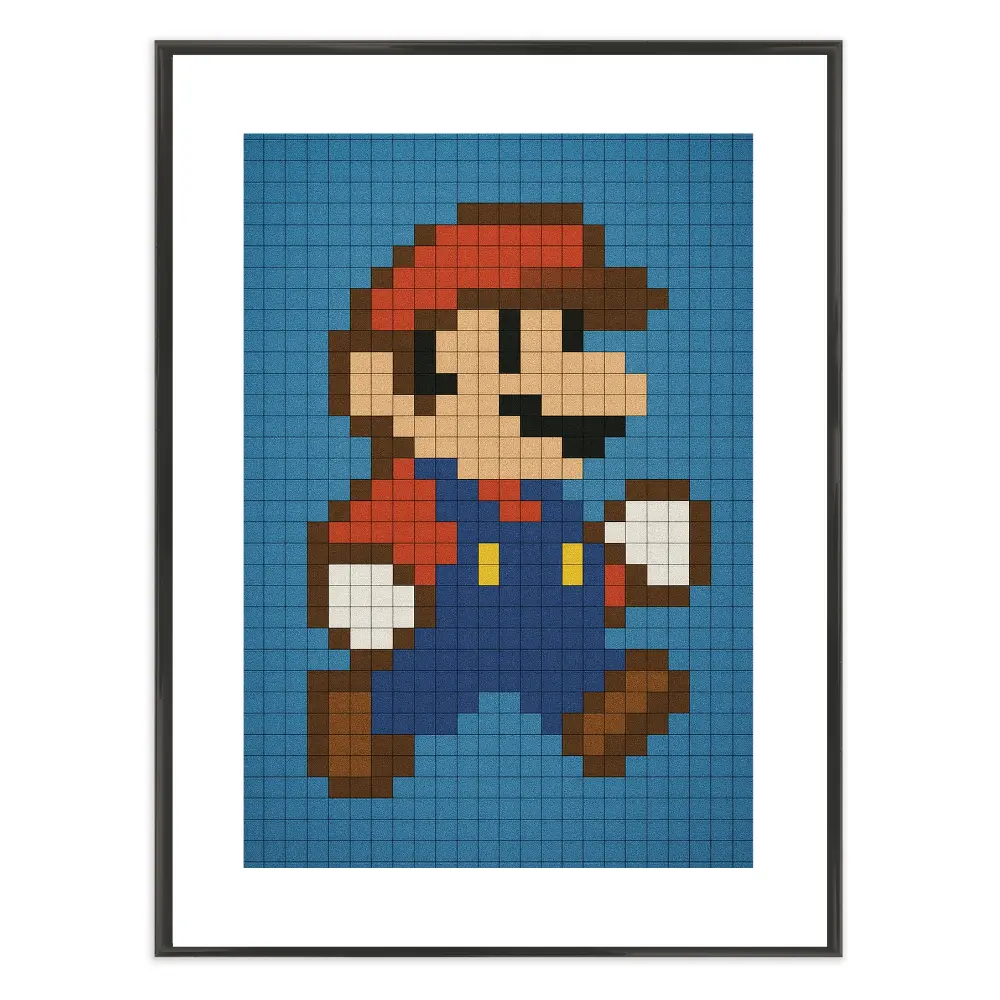 Poster mit Bilderrahmen Super Mario Pixel - inklusive Bilderrahmen Interior Design