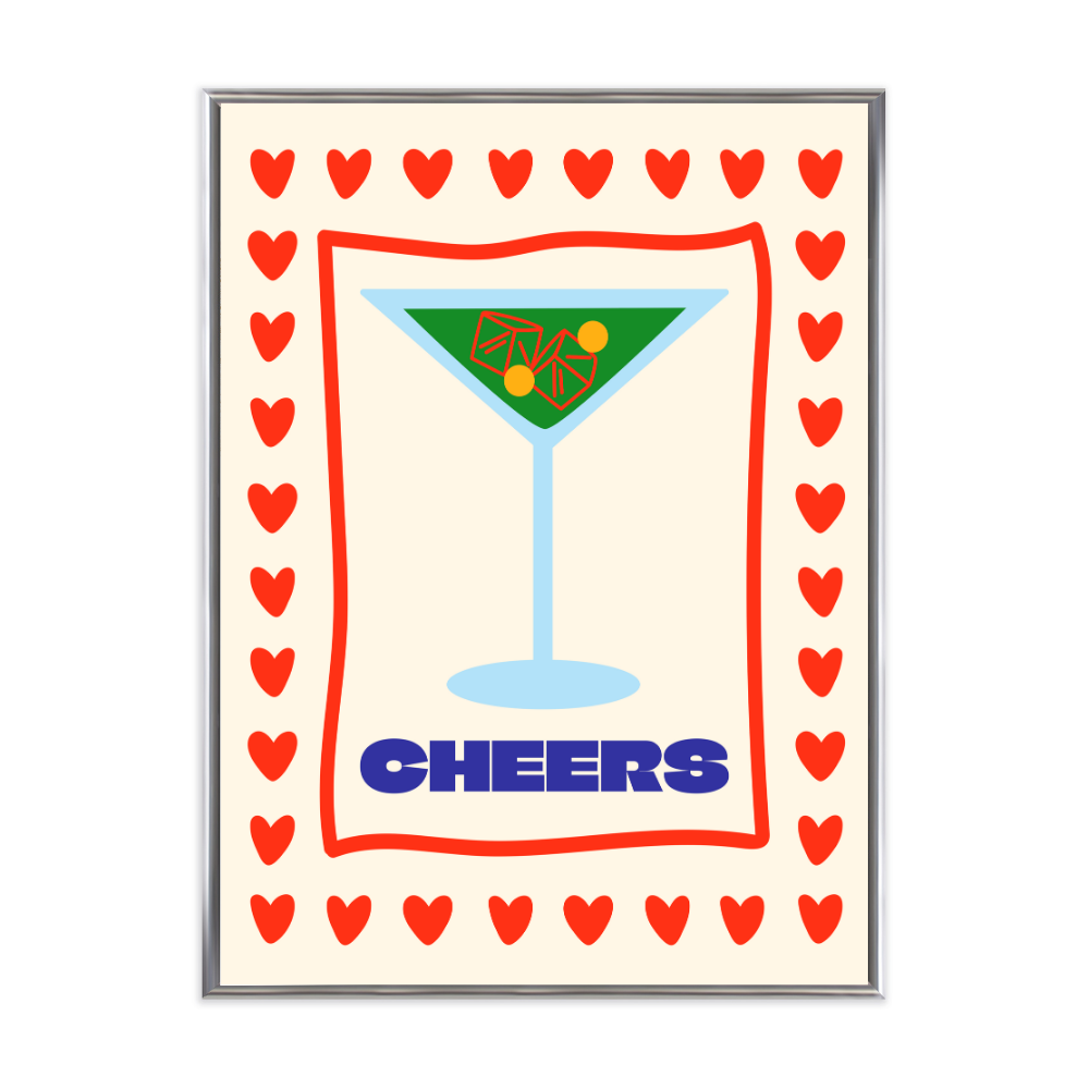 Poster mit Bilderrahmen Cheers - verschiedene Formate