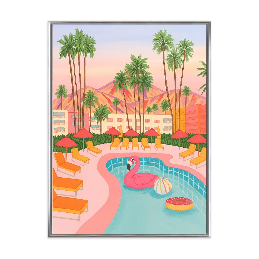 Poster mit Bilderrahmen California Pool - inklusive Bilderrahmen Interior Design