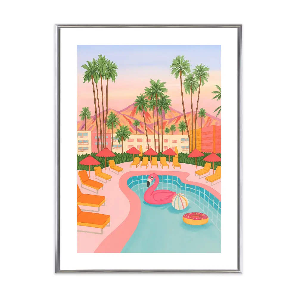 Poster mit Bilderrahmen California Pool - inklusive Bilderrahmen Interior Design