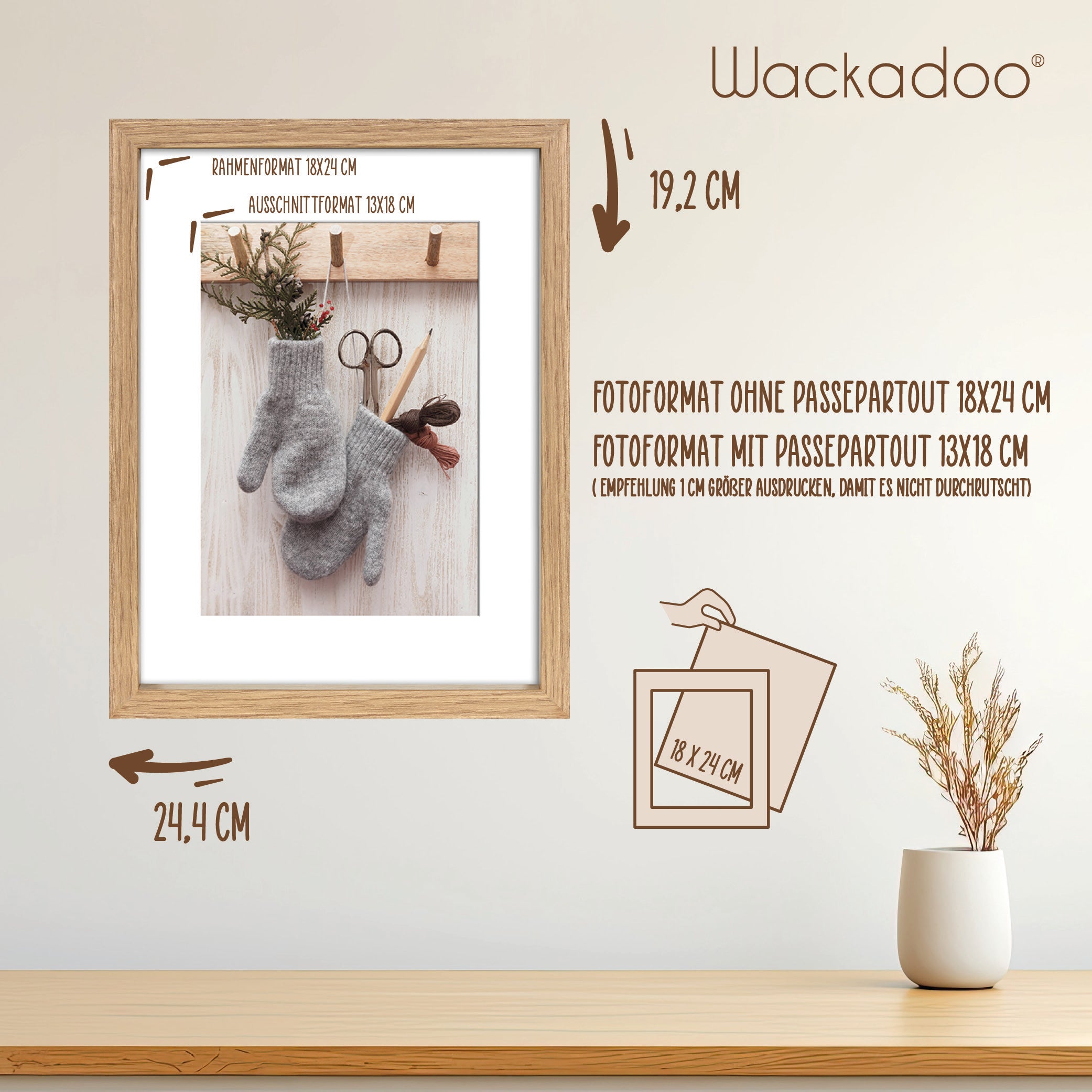 Wackadoo Bilderrahmen Set Nordic aus FSC® Holz Eiche Optik