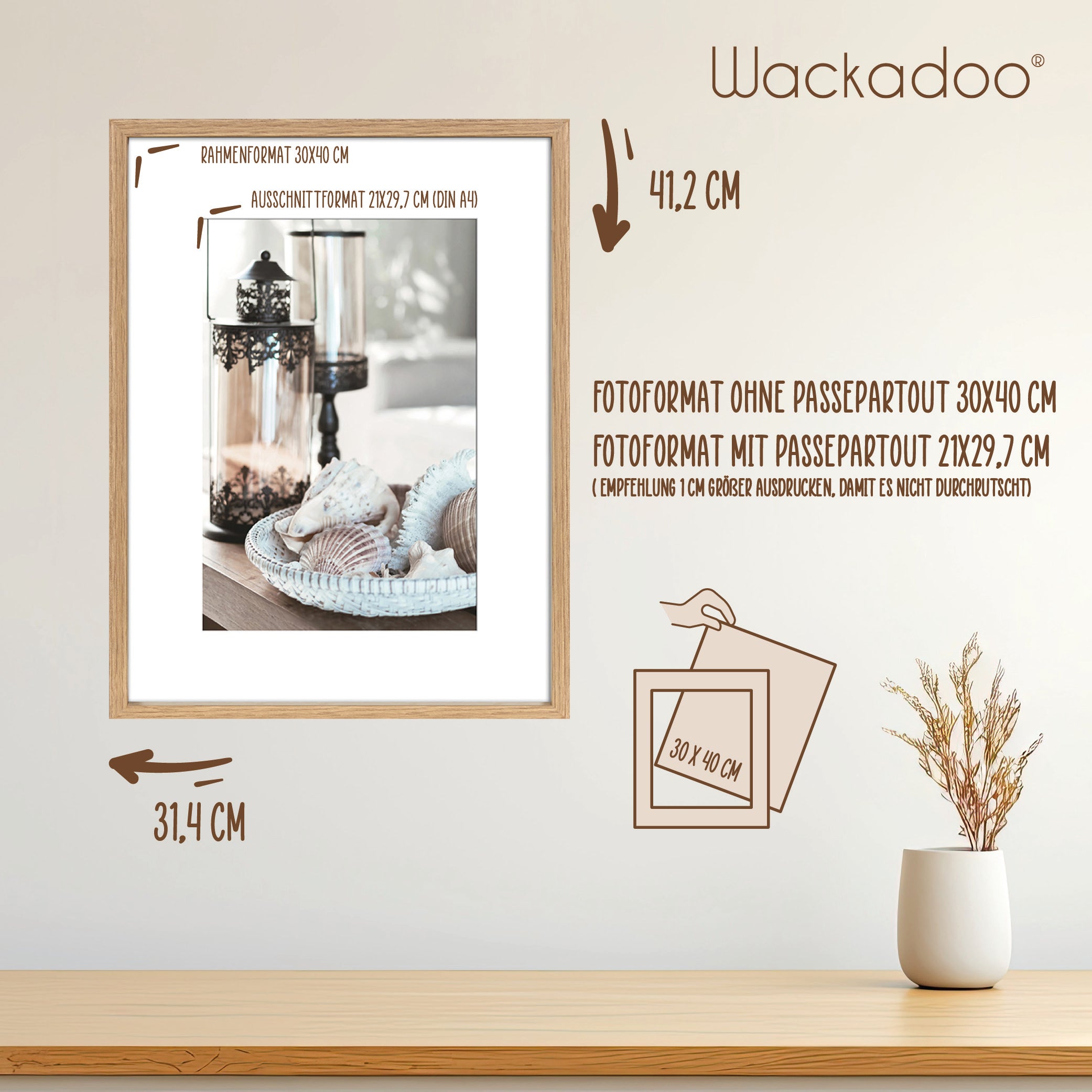 Wackadoo Bilderrahmen Set Nordic aus FSC® Holz Eiche Optik