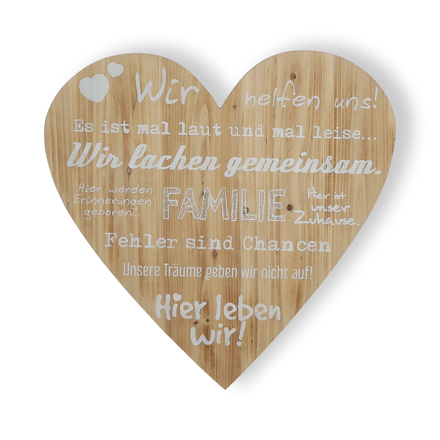 Wackadoo Großes Familien Holzherz WALLDECORATION
