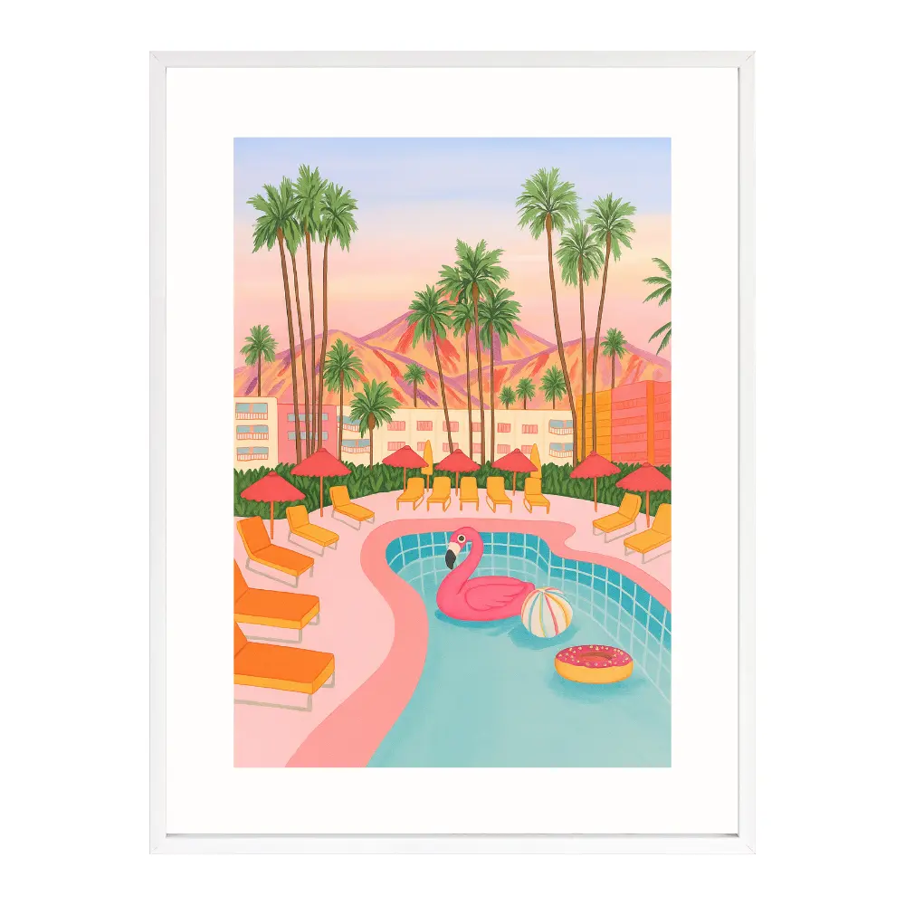 Poster mit Bilderrahmen California Pool - inklusive Bilderrahmen Interior Design