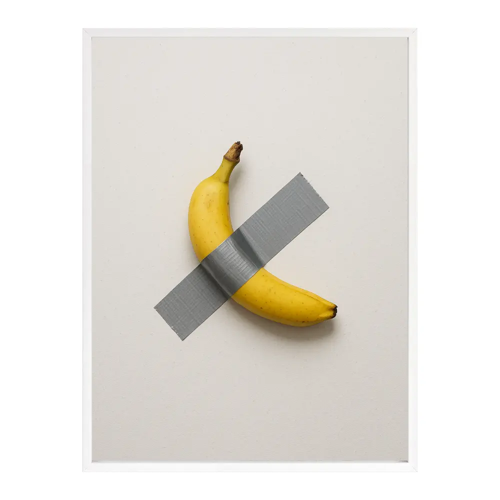 Poster mit Bilderrahmen Banane mit Klebeband - verschiedene Formate Interior Design