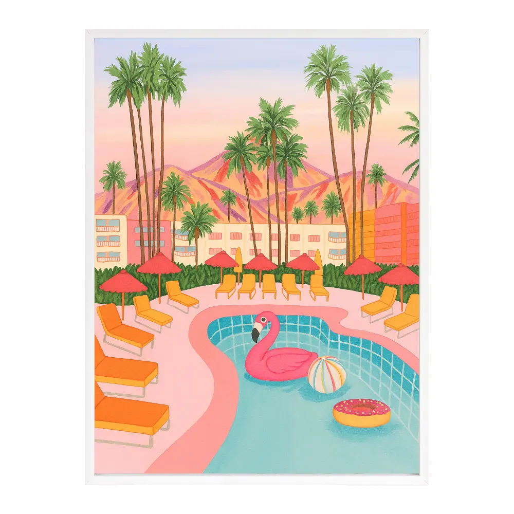 Poster mit Bilderrahmen California Pool - inklusive Bilderrahmen Interior Design