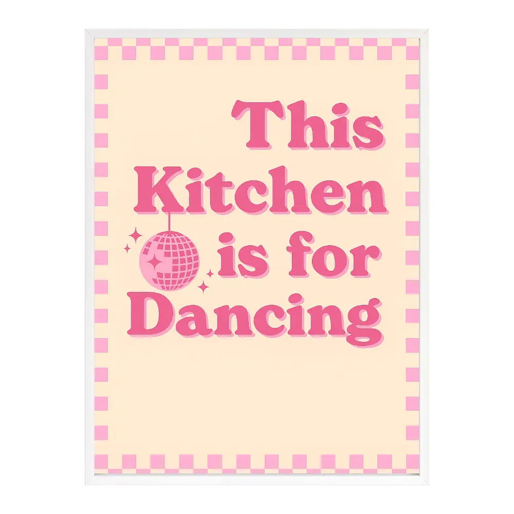 Poster mit Bilderrahmen Dancing Kitchen - inklusive Bilderrahmen Interior Design