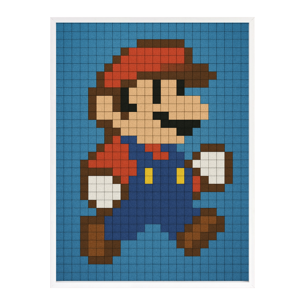 Poster mit Bilderrahmen Super Mario Pixel - inklusive Bilderrahmen