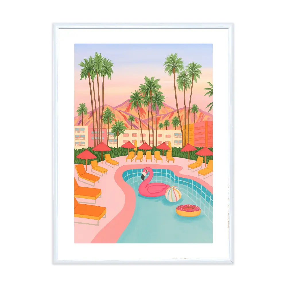 Poster mit Bilderrahmen California Pool - inklusive Bilderrahmen Interior Design