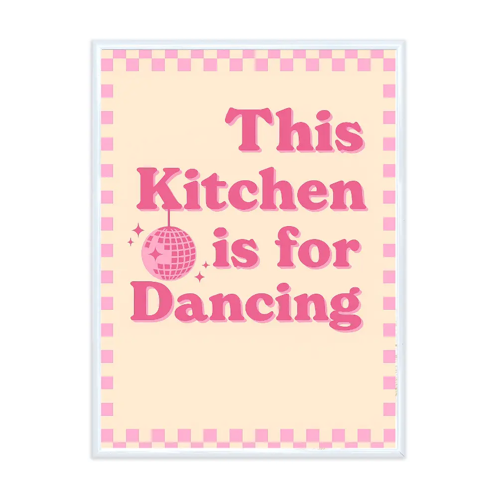 Poster mit Bilderrahmen Dancing Kitchen - inklusive Bilderrahmen Interior Design